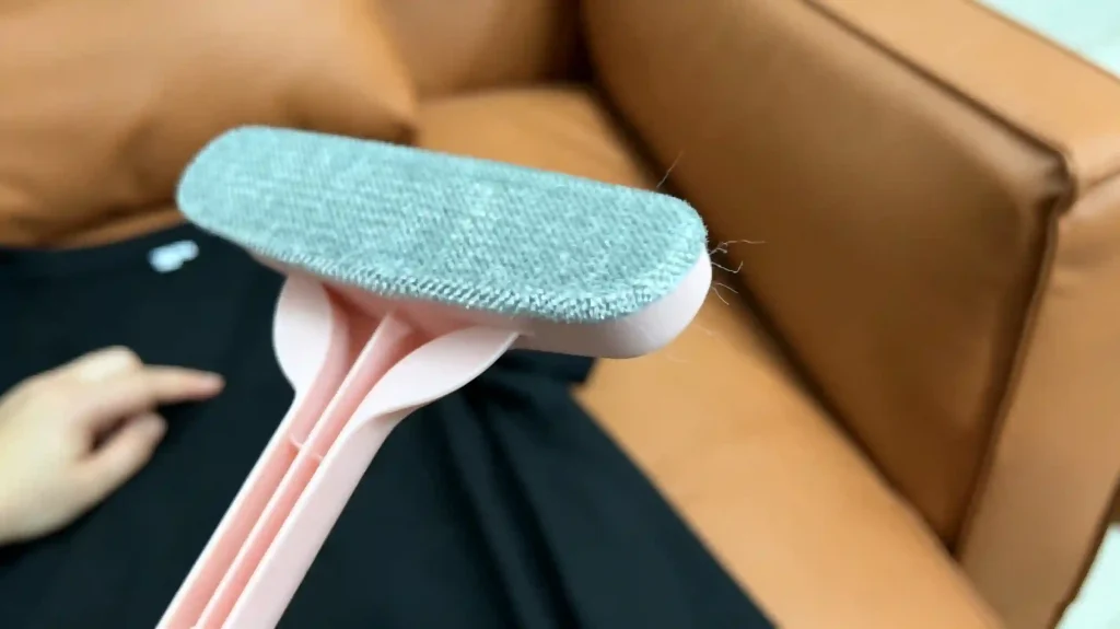 Multifunctional fabric pet hair remover brush for whole home use, effectively get cat dog fur off couch, carpet, clothes and blankets, handy tool to remove stubborn pet hair from laundry and all fabric surfaces